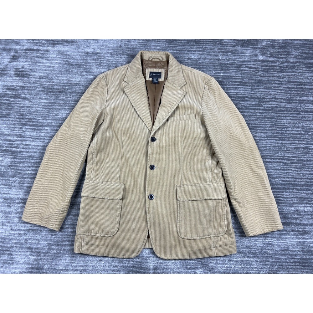 St. John's Bay Blazer Mens Medium Tan Corduroy Sport Coat 3-Button Side Vent